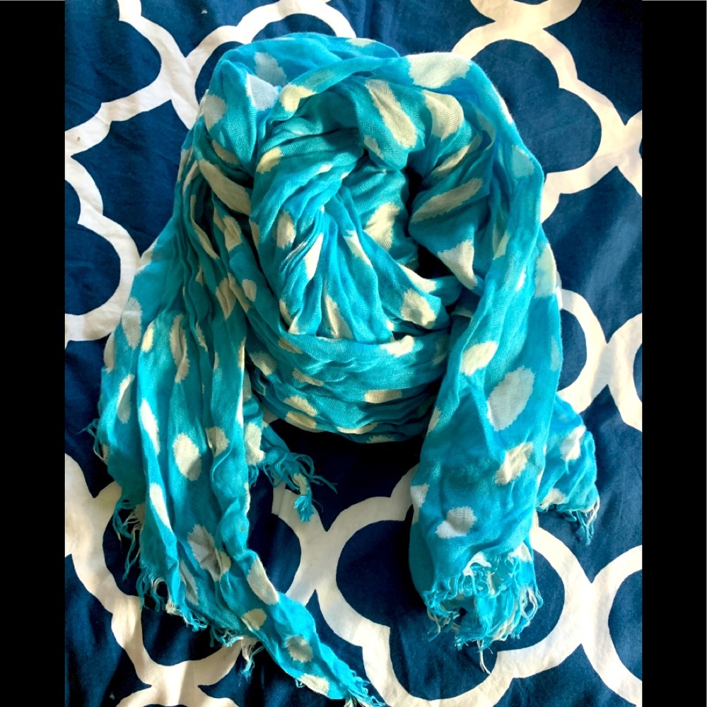 Blue & White polka dot scarf